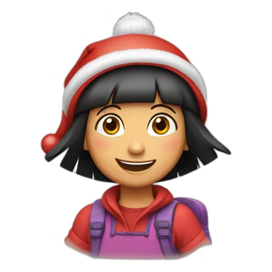 happy dora adventure using a red christmas hat sticker