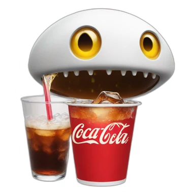 a UFO drinking coke and doing ok sticker