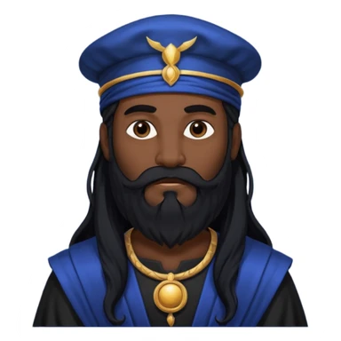 Saturn, Time God from Rome Mythology with long black hair and beard, black and dark blue outfit sticker