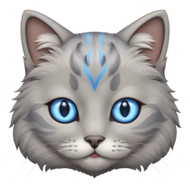 a gray cat with blue eyes on its FOREHEAD sticker
