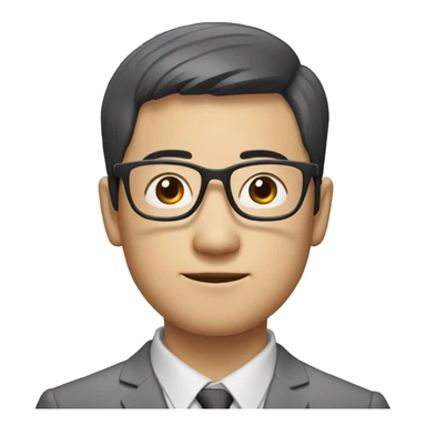 short hair chinese guy wearing specs and tie sticker