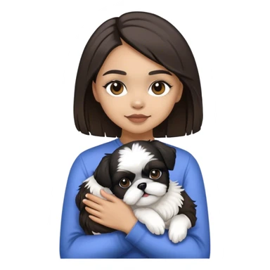 lightskin girl holding black ans white shi tzu sticker