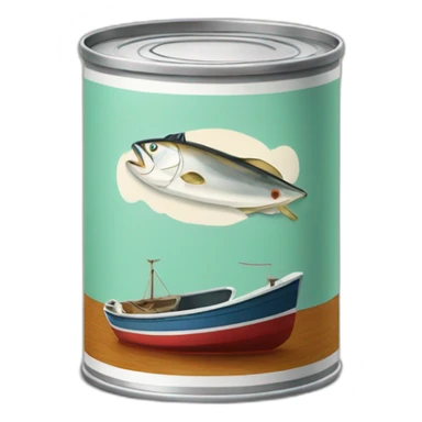 small can of tuna with an old boat sticker