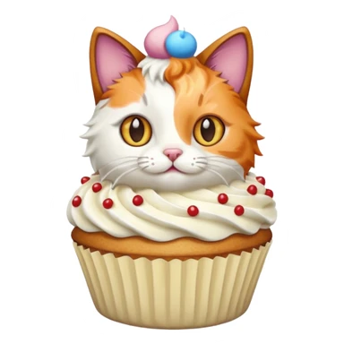 cat holding a cupcake sticker