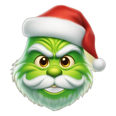 Grinch face smiling with santa clause hat sticker