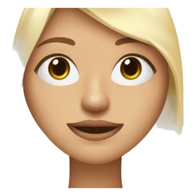 Une fille aux bruns en racine et blond en ba, aux yeux noirs, le teint un peu mate, une bouche pulpeuse, le visage un peu rond, avec un masque de super héros sticker