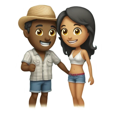 happy couple at the beach sticker