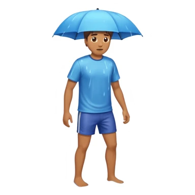 A man getting wet in the rain sticker