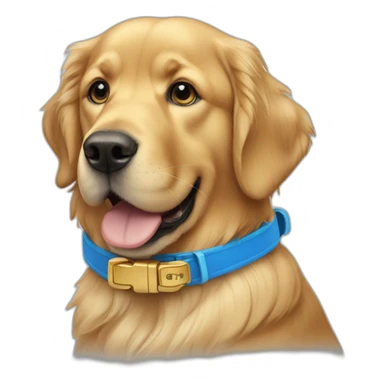 golden retriever with blue collar sticker