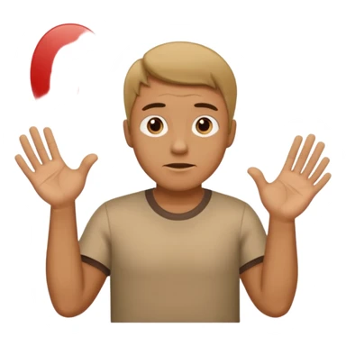Man shrugging with the number 6 above his left hand and the number 7 above his right hand sticker