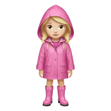 Blond girl with pink raincoat and hood and boots sticker