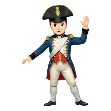 Napoleon Bonaparte in his iconic military uniform and bicorne hat dancing the Macarena dance sticker
