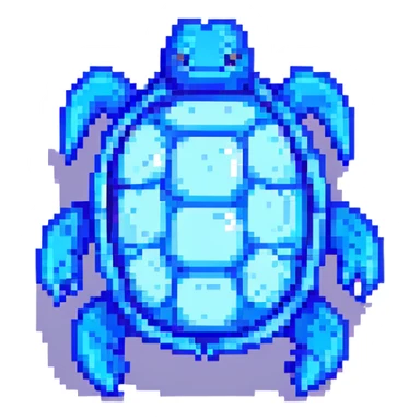 blue water-type turtle creature in the style of early Pokémon pixel art games sticker