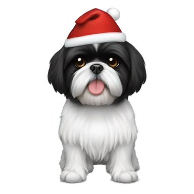 ALL BLACK SHIH TZU CHRISTMAS HAT sticker