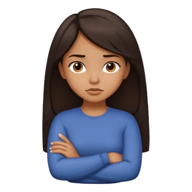 Tan girl dark hair crossing her arms with slight pout sticker