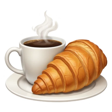 croissant and coffee cup together, symbolizing a café sticker