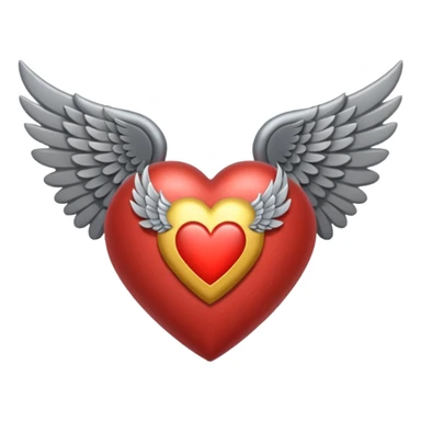 grisgray heart with wings  sticker