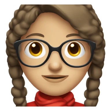Female brunette Santa with blue eyes and glasses sticker