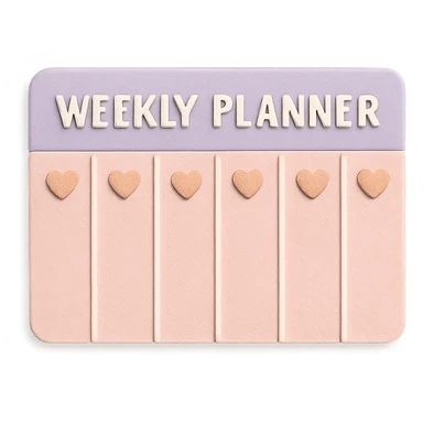 soft pastel kawaii weekly planner box with tiny heart icons sticker