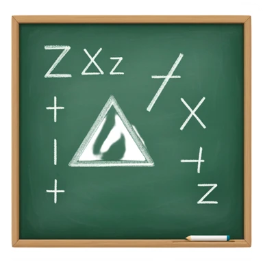 A flat-style illustration of a green chalkboard with a simple math equation like “x + y = z” written in white chalk, representing secondary school education. Clean, minimal, cartoon style, white background, iOS emoji aesthetic. sticker