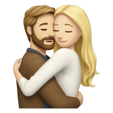 White man BROWN beard and BROWN hair hugging white woman with long blonde hair sticker