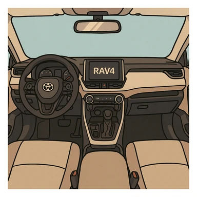 cartoon style wide view of Toyota RAV4 interior sticker