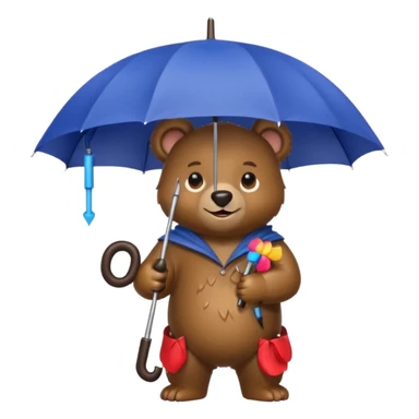 Bear with umbrella  sticker