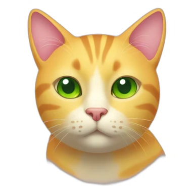 round yellow cat with green eyes and pink nose sticker