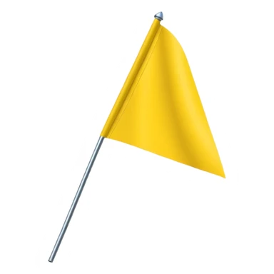 Emoji-style triangular flag, bright yellow, flat design, no folds or shading, simple and clean, minimalistic, centered on plain white or transparent background, high resolution sticker