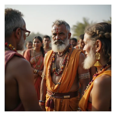 an indian person standing talking to a group sticker