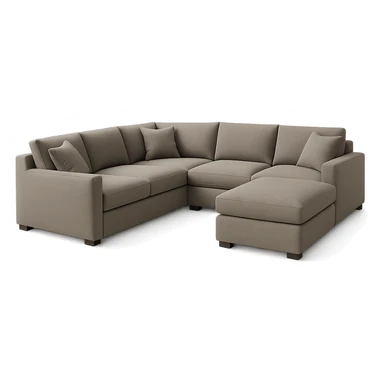 U-form couch, contemporary style, muted tones, no background sticker