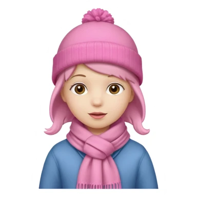 Kid wearing pink hat and scarf, full body sticker