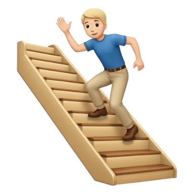 apple style emoji of a man climbing up the stairs sticker