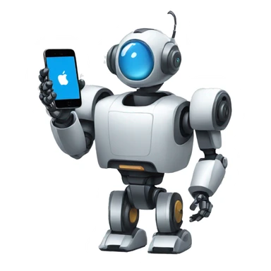 robot holding an iphone sticker