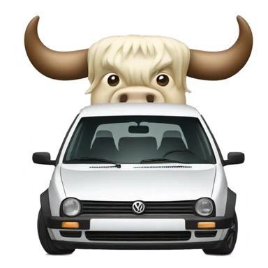 Volkswagen Golf with bull horns on the front sticker