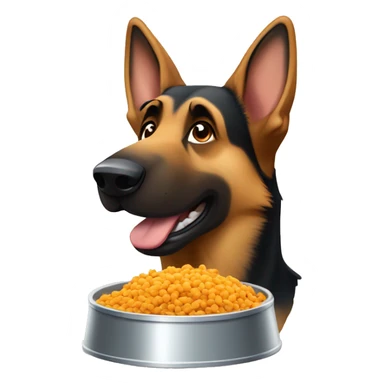 German shepherd eating dog food sticker
