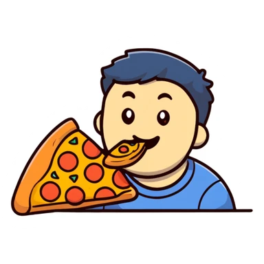 man eating pizza sticker