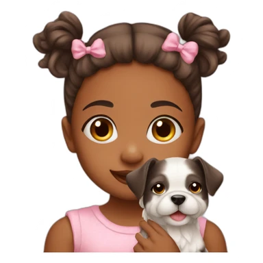 Cute baby girl with dog  sticker