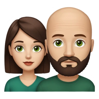 Man beard bald white dark green eyes, woman medium hair brown brown eyed latina  sticker