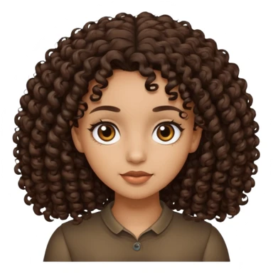 light skinned brown girl with very dark brown hair and dark brown eyes with curly hair sticker