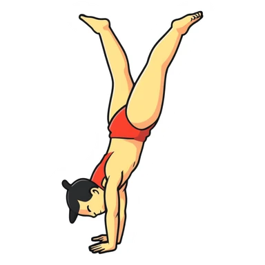 acrobat doing handstand on one hand sticker
