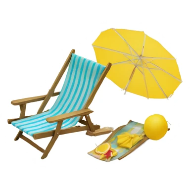  deckchair and yellow parasol at the beach sticker