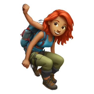 Climbing Girl with red hair on a mountain sticker