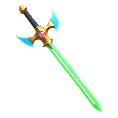 Clash of Clans aesthetic: Cinematic heroic Laser halo Sword Emoji, rendered in a 3D vector-style similar to standard emojis with minimal shading and bold, simplified shapes. A compact, vibrant energy blade with a neon-hued, glowing edge and futuristic hilt, softly glowing with a radiant cosmic charm. Simplified yet unmistakably iconic, highly detailed and consistent, glowing with a soft pulsating brilliance and high shine. Stylized with a touch of interstellar elegance and a soft glowing outline, capturing the essence of a legendary energy blade with a friendly, playful manner! sticker