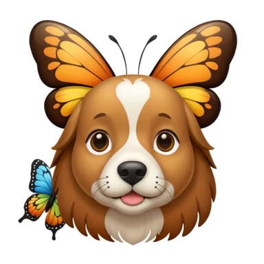 Ein Hund mit einem Schmetterling auf der nase sticker