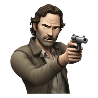 Rick Grimes shooting zombie sticker