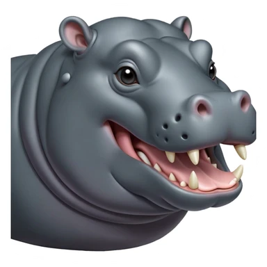 cinematic-noble-yawning hippo-portrait-emoji,-poised-and-regal,-with-a-massive,-robust-build-and-a-smooth,-sleek-slate-gray-hide,-deep-set-soulful-eyes,-simplified-yet-sharp-and-sophisticated-features,-highly-detailed,-glowing-with-a-soft radiance sticker