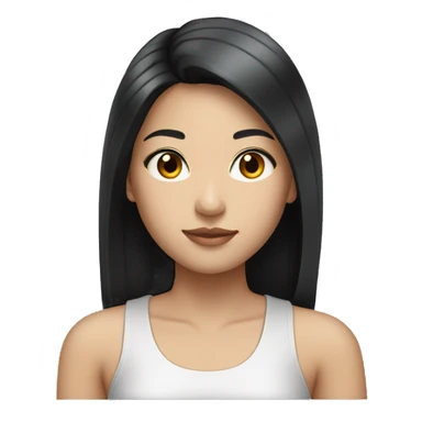 Asian girl with long straight black hair, silver earrings, tank top  sticker