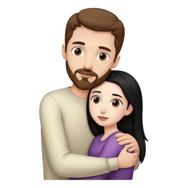 Tall pale man with brown hair and goatee hugging small pale woman long black hair sticker