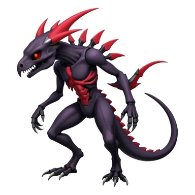 Shiny Badass Edgy Dark Evil Spectral Dusky Spooky Skull-faced Cool Hot Stylish Handsome Salandit-Darkrai-Genesect-Fakémon-fusion (full body) sticker